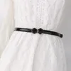 Пояс женщины -леди -пояс мода регулируемые пояс панк -металлические талия двойная пряжка черные драгоценные камни тонкие патентные брызки