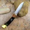 NUEVO 2022 Alta calidad 110 112 Cuchillo de bolsillo Hoja automática Latón Mango de sándalo negro Cuchillo plegable Herramienta Funda de cuero Color B7449041