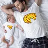 Aile eşleşen kıyafetler baba anne kızı oğlu pizza tshirt kıyafetleri baba anne ve ben bebek tshirt bir parça kıyafet 220531