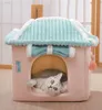 بيت الكلب داخلي دافئ بيت الكلب القط كهف عش الأرنب قابل للغسل قابلة للإزالة حصيرة دافئ النوم السرير للقطط 220323