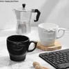 Kubki czarne białe trójwymiarowa miseczka do kawy ceramika z uchwytem para filiżanek kubek domowy herbata mleczna herbata