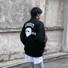 Harajuku Kurtka Człowiek Kontrast Wiatrówka Rękaw PU Skórzane Płaszcze Haft Jaded Casual London Baseball Kurtki Kobiety Koreańskie