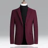 Sonbahar Kış Erkek Blazer Rahat İş Takım Elbise Iki Düğme Yaka Uzun Kollu Yün Takım Elbise Ceket Moda Ince erkek Blazers 220409