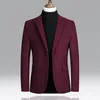 Blazer Masculino Outono Inverno Casual Ternos Dois Botões Lapela Manga Longa Lã Terno Casaco Moda Magro Blazers Masculinos 220409