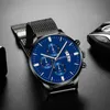 腕時計の古典的なビジネスマンは、ファッションの高級時計ステンレス鋼メッシュベルトカレンダー日付Quartz wristwatch lelogio masculino