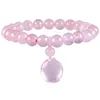 Cadeia Luck Luck Fish Fish Shape Pingente Bracelet Natural Amethyst Rose Quartz Crystal Stone Moldes Elásticos Mulheres Jóias Inte22