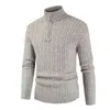 Solid Color Long Sleeve Knitted Sweater Stand Collar Turtleneck Zipper Neck Warm Keep Men Twist Sweater Pullover Male Clothing L220730