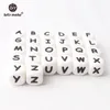 100pc silikonowe koraliki alfabetu litera pokarmowa za ząbek naszyjnik w 26 literach BPA Darmowe silikonowe litera Tekst