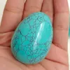 Decorative Objects & Figurines 5cm 1pc Artificial Stones Egg Oval Shape Blue Turquoises Flat DIY Ornament Crafts Home DecorationDecorative