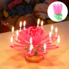 Вечеринка торт свеча мюзикл вращающийся лотос цветочный свеча свет с днем ​​рождения