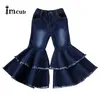 Imcute moda maluch dziecięce dzieci dziewczęta dżinsowe spodnie elastyczna dziewczynka dżinsy dżinsy botte spodnie harem ubrania dziewczynka lj201127