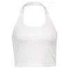 Women's Tanks & Camis White Sexy Backless Halter Tops For Women Streetwear 2022 Sleeveless Black Ribbed Knit Crop Top Tank TopWomen's