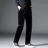Осень зима эластичная мода толщиной коршероя брюки мужские деловые свободные прямые мидлиф Jogger брюки мужские плюс Size40 42 220325
