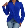 T-shirt Femme Femmes Col Zip Col V Chemises À Manches Longues Travail Occasionnel Solide Tops Sous-Vêtements Thermiques Femmes Chemise TailleFemmes