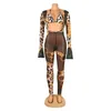 Kvinnors tvådelade byxor Kvalitet Fashion Design 2 PCS Kvinnor Set Leopard Bikini Short Tops V-Neck Jumpsuits Sexig Night Club Outfitswomen's