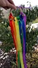 Party Decoration EST 10PCS/Lot Rainbow Color Stain Ribbon Houten Ring met Sliver Bell voor hand Kite Toy Me Birthyday gunsten