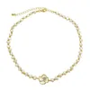 Chokers Fashion Camellia Pearl Zircon Choker Necklace Cute Chain Pendant For Women Jewelry Girl Gift DropChokers