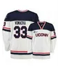 XFLSP UCONN HUSKIES Shist College Hokkey Jersey 8 Carter Turnbull 22 Hudson Schandor 23 Carter Berger 27 Harrison Rees 28 Ryan Tverberg 29 Kale