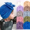 Flicka stor båge hatt spädbarn motorhuven barn turban hatt headwrap nyfödd baby beanie cap småbarn tillbehör 10 färger