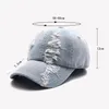 Gorra de béisbol ajustable para mujer, bordado de agujeros desgastados, Simple para hombres, sombrero de vaquero de ocio femenino