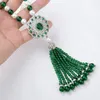 Hangende kettingen 18 "gekweekte witte parelgroene edelstenen stenen ketting cz hangerpendant