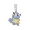 Glacé Bling Cz mignon tortues pendentif collier Micro pavé cubique Zircon hommes mode Hip Hop Punk bijoux 240u