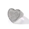 Hip Hop Mens Big Size 6-9 Heart Full Zircon Men Gold Silver Ring Iced Out Micro Pave CZ Rings Punk Jewelry