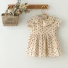 Baby meisje romper bloemen linnen katoenen katoen korte mouw geboren meisjesjurk jumpsuit baby kleding baby meisje zomer kleding 220426