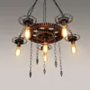 Pendant Lamps American Loft Wrought Iron Lights Vintage Industrial Gear Chains Lamp Bar Light Fixtures LamparasPendant