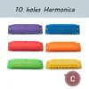 10 Hole Colorful Translucent Harmonica for Children Kids Toy Beginner Use Gift C key Harmonica For Beginners263p