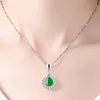 Collar de gota de agua verde para mujer, collar de clavícula Sexy, joyería de moda, regalo para amigos, colgante de crisoprasa para fiesta