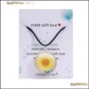 Pendant Necklaces Pendants Jewelry Fashion Real Dry Sunflower Hand Made Natural Dip Daisy Necklace For Women Gift Diy Accessory Rope Sweat