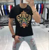 コットンスリム男性Tシャツカジュアルゴージャスな豪華なパターンホットダイヤモンドファッションメンズトップ新しい短袖Tシャツメンズ衣類S-4XL