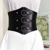 Waist and Abdominal Shapewear Sexy Corset Wide Pu Leather Belt Cummerbunds s for Women Elastic Tight High Slimming Body Shaping Girdle 0719