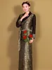 Повседневные платья винтажные вышитые платья Женская хлопковое шелк с длинным рукавом национальный vestidos Тибетский халат
