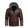 Men's Down Men's & Parkas 2022 Winter Men PU Leather Jacket Fleece Hooded Motorcycle Coats Warm Thick Velvet Male Casual Windbreaker