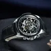 Orologio militare per uomo scheletro automatico orologi da polso meccanici top brand di lusso argento oro grande pelle Reloj Hombre 220530