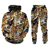 Męskie dresy Harajuku 3D nadruk tygrysa Męskie bluzy z kapturem Spodnie Casual bluza z kapturem Spodnie dresowe 2 szt. Zestaw jesienny i zimowy strój sportowyMęski