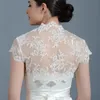 Marfim laço alto pescoço frente aberta nupcial envolve jaquetas xale bolero encolhe os ombros roubou bonés de manga curta feminino vestido de casamento da dama de honra