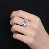 1 karatowy pierścień dla mężczyzn 14K biały złoto Plane srebrne pierścionki Srebrne Pierścienie Diamentowe Weddcze zaręczynowe obejmują pudełko 2208135705393
