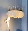 Pendant Lamps Kids Room Feather Lights Crown Hanging Lamp Bedroom Crystal Lighting Nordic Wedding Light Luxury Modern Warm LED LampePendant