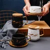Schlichtes weißes großes Kaffeetassen-Set, Keramikdruck, großes Paar, Tasse, Weihnachten, Marmor, Tazas de Ceramica, wiederverwendbare Tasse, Porzellan, KK60MK, T200506