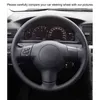 HandEmbroidered Black Pu Synthetic Leather Car Steering Wheel Cover For Toyota Corolla 20032006 Caldina RAV4 scion Tc Xa Xb J220808