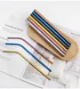 wholesale 5Pcs Metal Reusable Stainless Steel Straws Set Sturdy Straight Bent Colorful Drinking Straw Cleaning Brush Smoothies Juice Bar Party Accessory DH984