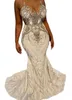 2022 Plus Size Arabic Aso Ebi Ivory Mermaid Luxurious Prom Dresses Pärled Crystals Evening Formal Party Second Reception Birthday Engagement Gowns Dress ZJ222