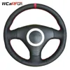 Wcarfun Black Leather Red Marker Steering Wheel Cover For Audi A2 8Z A3 8L Sportback A4 B6 Avant A6 C5 a8 D2 Tt 8N S3 S4 RS4 RS6 J220808