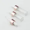 5ml 10ml 15ml 20ml clear glass essential oil eye dropper bottle Cosmetic Sample Vials with rose gold aliminum pipette dropper lid