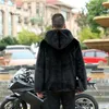 New Winter Imitation Mink Fur Coats Waterproof Mid-length Men Jacket Thick Hooded Faux Fur Jacket Male Black Overcoat G220804