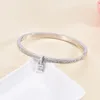 Bellissimi gioielli con bracciale rigido con ciondolo a forma di serratura con pavé di diamanti completi per regalo da donna