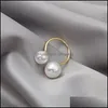 Hochzeitsringe Schmuck Mode Frauengröße Pearl Open Ring Temperament Wildgelenk Doppelliebhaber Geschenkwedding DHVCA